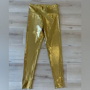 ✨Goldsheep✨ NWOT Gold Foil Full Length Leggings Size L